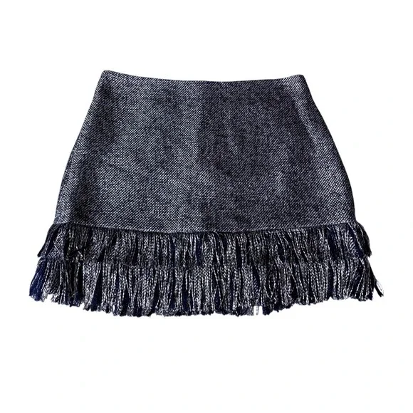 STS Sail to Sable Wool Blend Fringed Tweed Skirt sz 8 - Picture 2 of 7